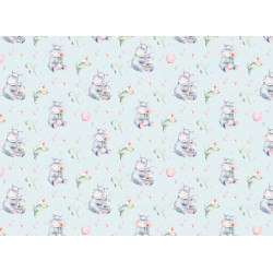 Popeline - Hippos Nilpferde Aquarell blau